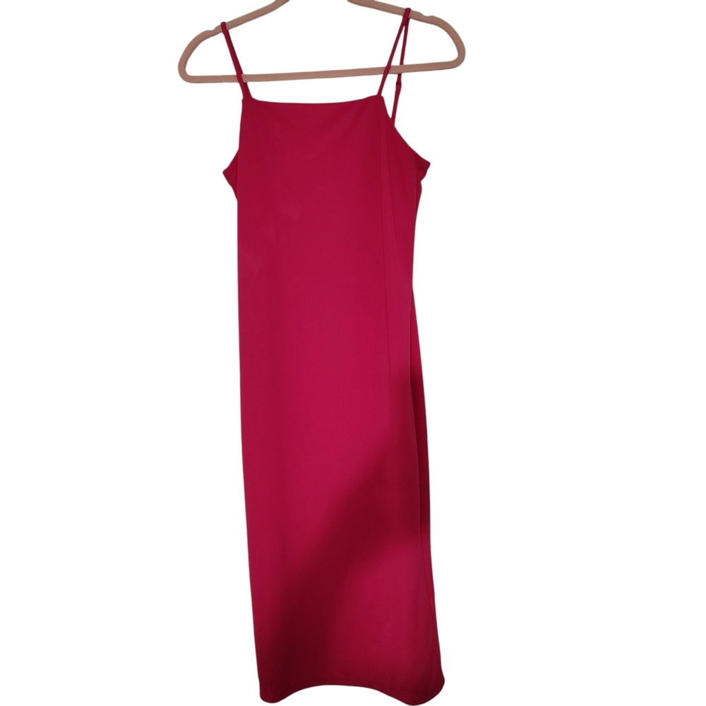 H&M Red Slip Midi Dress Spaghetti Strap Sleeveless Cocktail, PARTY DRESS, CLASS